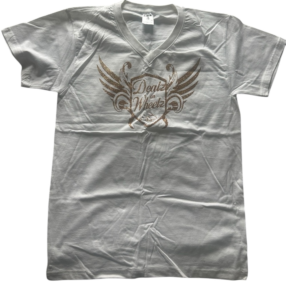 Men's White Dealz On Wheelz Graphic T-Shirt